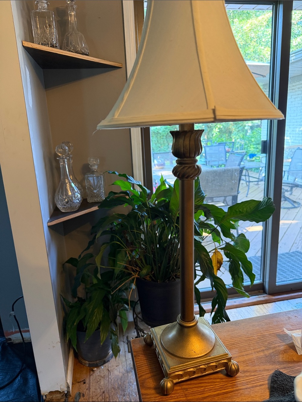 Gold Table Lamp with Cream Shade - Classic Home Accent